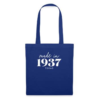 Fabriqué en 1937 au Texas. Fête d’anniversaire mignonne - Sac en tissu - bleu royal - Devant