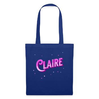 Claire nom personnalisé - Sac en tissu - bleu royal - Devant
