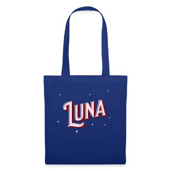 Nom Luna personnalisé - Sac en tissu - bleu royal - Devant