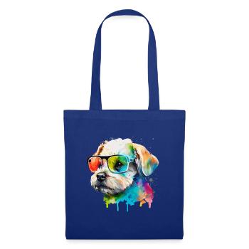 Süsser kleiner Gamer Hund Für Hundeliebhaber Bunt - Stoffbeutel - Royalblau - Vorne