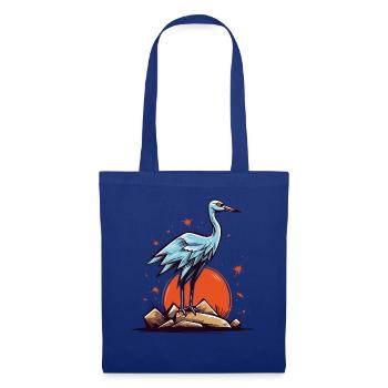 Héron cendré ou cigogne et soleil rouge - Sac en tissu - bleu royal - Devant