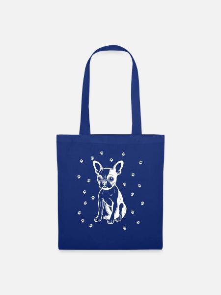 Boston Terrier mit kleinen Pfoten - Stoffbeutel - Royalblau