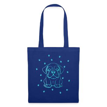 Amerikanische Bulldogge mit kleinen Pfoten - Stoffbeutel - Royalblau - Vorne