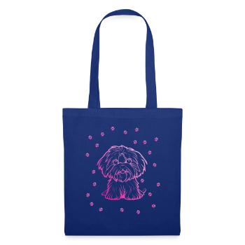 Bichon Havanais avec de petites pattes - Sac en tissu - bleu royal - Devant