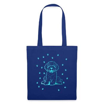 Portuguese Water Dog mit kleinen Pfoten - Stoffbeutel - Royalblau - Vorne