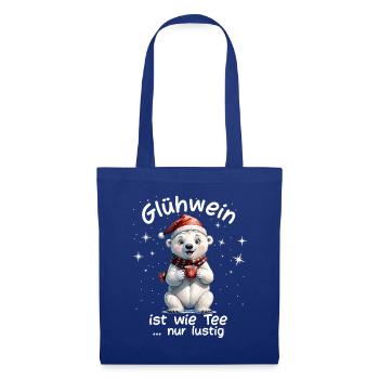 Weihnachtsmarkt witzige Glühwein trinken Sprüche - Stoffbeutel - Royalblau - Vorne