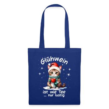 Weihnachtsmarkt witzige Glühwein trinken Sprüche - Stoffbeutel - Royalblau - Vorne