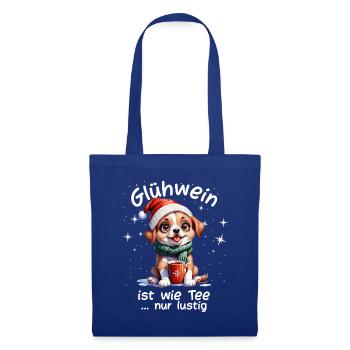 Weihnachtsmarkt witzige Glühwein trinken Sprüche - Stoffbeutel - Royalblau - Vorne