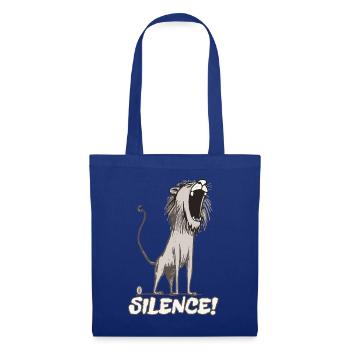 Le lion de dessin animé rugit : CALME - Sac en tissu - bleu royal - Devant