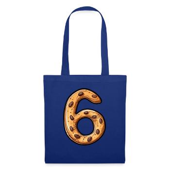 Biscuit d’anniversaire pour les enfants de six ans, 6 ans - Sac en tissu - bleu royal - Devant