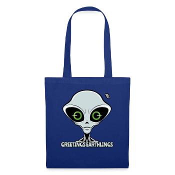 Greetings, Earthlings: Gray Extraterrestrial - Tote Bag - royal blue - Front