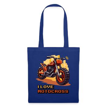 Moto Pixel Art, J’aime le Motocross - Sac en tissu - bleu royal - Devant