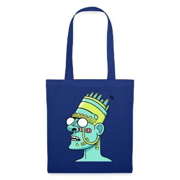 Lustiger Cartoon-Pharao - Stoffbeutel - Royalblau - Vorne