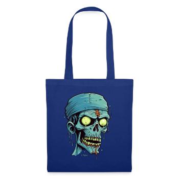 Ein Mumien Zombie Totenkopf - Stoffbeutel - Royalblau - Vorne