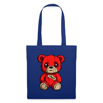 Une peluche ours un peu triste - Sac en tissu - bleu royal - Devant