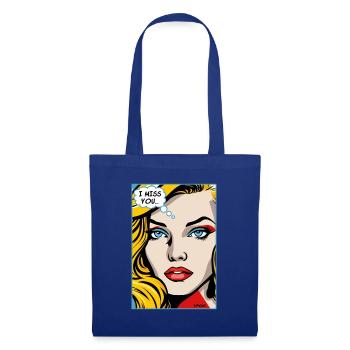 Dessin animé Pop Art Tu me manques femme - Sac en tissu - bleu royal - Devant