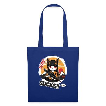Anime Katze Fuchs Mädchen Krieg ist scheiße - Stoffbeutel - Royalblau - Vorne