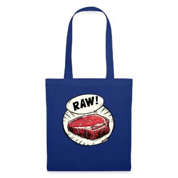 Steak juteux - cru et délicieux - Sac en tissu - bleu royal - Devant
