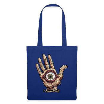 Hand mit Auge - Ich sehe dich - Stoffbeutel - Royalblau - Vorne