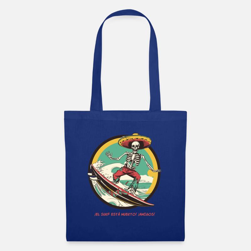 Skeleton hispano-mexicain - « Le surf est mort » - Sac en tissu - bleu royal
