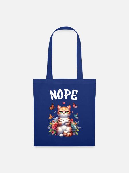 Katze Lustiger Spruch Nope für Katzenliebhaber - Stoffbeutel - Royalblau