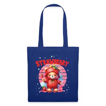 Petit ours kawaii japonais avec des fraises en costume - Sac en tissu - bleu royal - Devant