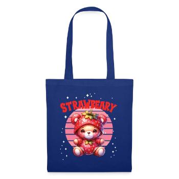 Petit ours kawaii japonais avec des fraises en costume - Sac en tissu - bleu royal - Devant