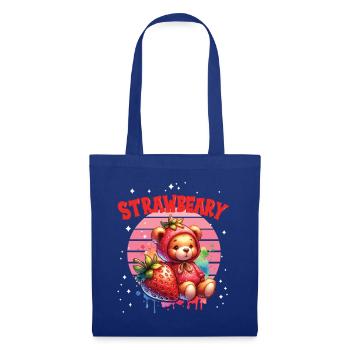 Petit ours kawaii japonais avec des fraises en costume - Sac en tissu - bleu royal - Devant