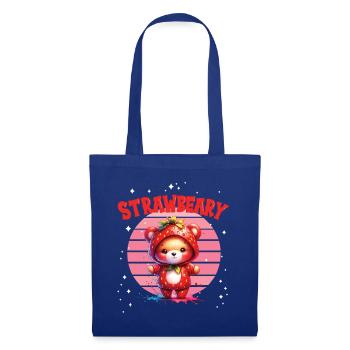 Petit ours kawaii japonais avec des fraises en costume - Sac en tissu - bleu royal - Devant