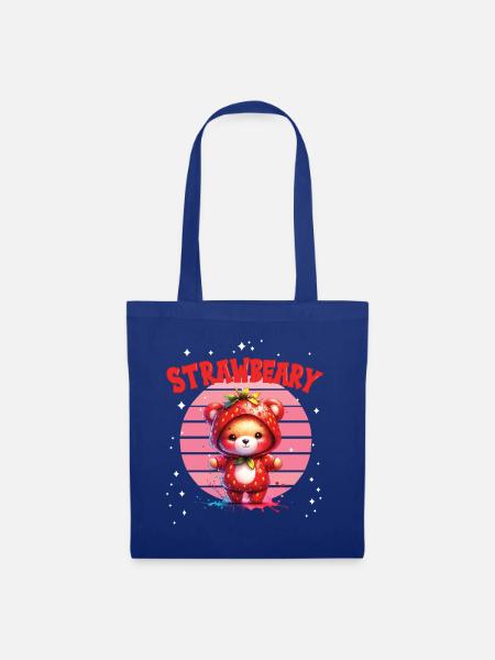 Japanese Kawaii Little Bear with Strawberries in Costume - Tote Bag - royal blue