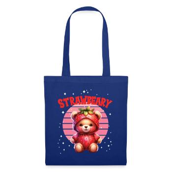 Petit ours kawaii japonais avec des fraises en costume - Sac en tissu - bleu royal - Devant