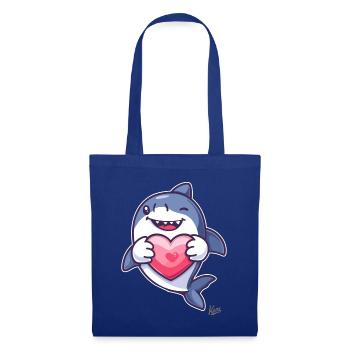 Mignon requin heureux avec un cœur pour l’amour - Sac en tissu - bleu royal - Devant