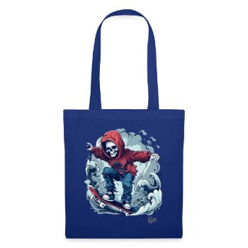 Cool skater skeleton skateboarding in the sky - Tote Bag - royal blue - Front