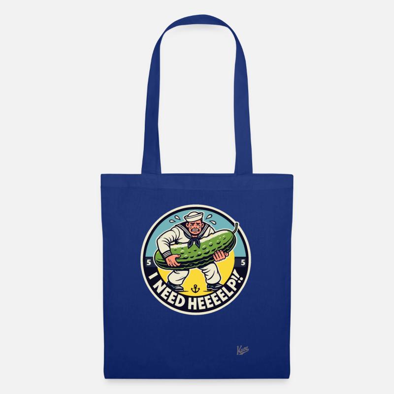 Un marin en sueur a besoin d’aide avec le concombre - Sac en tissu - bleu royal