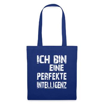 KI Spruch Ich bin eine perfekte Intelligenz - Stoffbeutel - Royalblau - Vorne