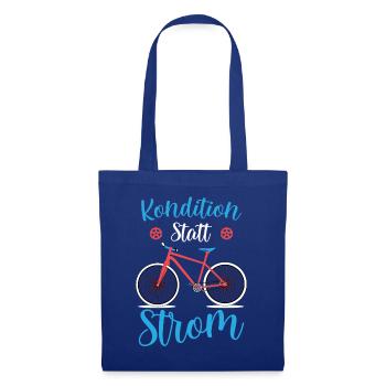 Kondition statt Strom Vintage Fahrrad fahren - Stoffbeutel - Royalblau - Vorne
