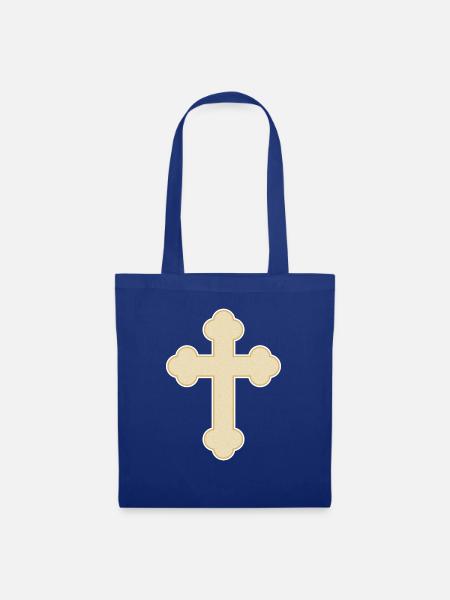 Kreuz Cross Gold Pixel - Stoffbeutel - Royalblau
