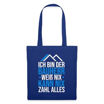Bauherr Hausbau Eigenheim Richtfest 2022 - Stoffbeutel - Royalblau - Vorne