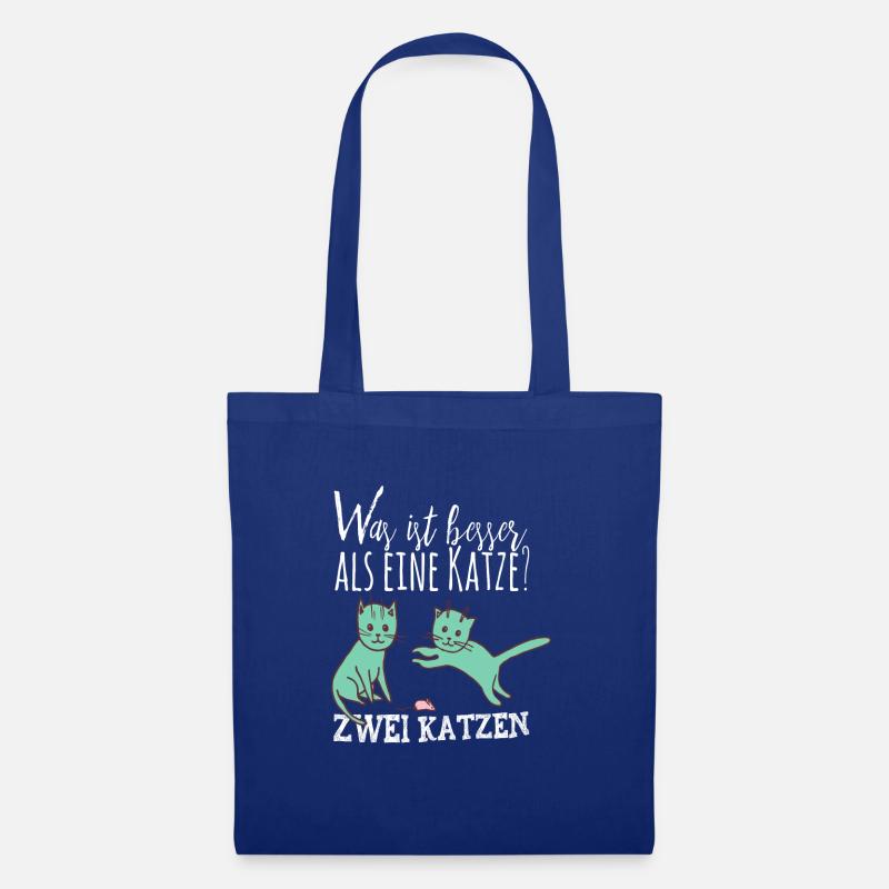 Was ist besser als eine Katze? Geschenk - Stoffbeutel - Royalblau