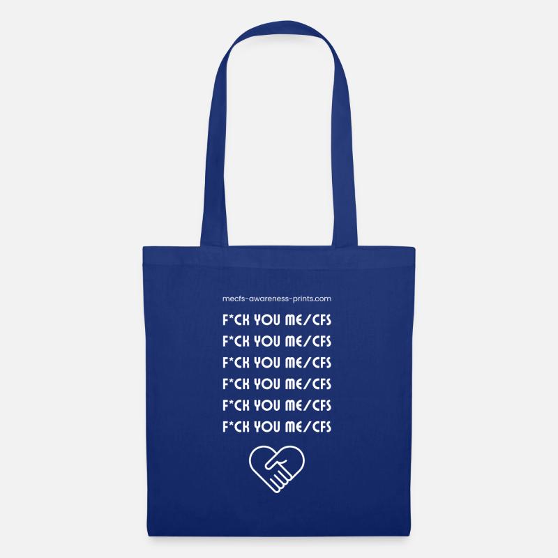 F*ck u ME/CFS II ♡ - weiß - Stoffbeutel - Royalblau