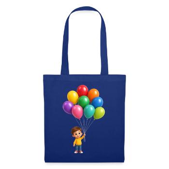 Glückliches Kind mit Regenbogenballons - Stoffbeutel - Royalblau - Vorne
