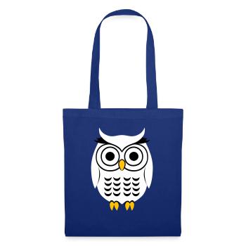 Hibou noir et blanc - Sac en tissu - bleu royal - Devant