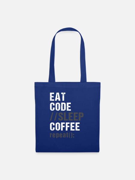 Essen Code Schlaf Kaffee Wiederholen - Stoffbeutel - Royalblau