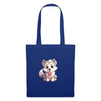 Husky chien amant maman et papa Saint-Valentin - Sac en tissu - bleu royal - Devant