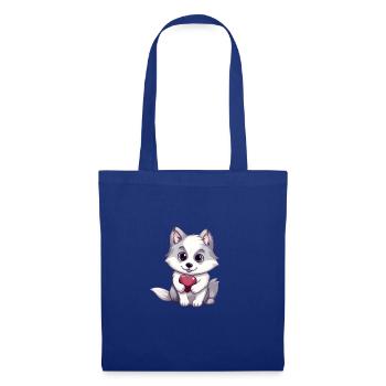 Husky chien amant maman et papa Saint-Valentin - Sac en tissu - bleu royal - Devant