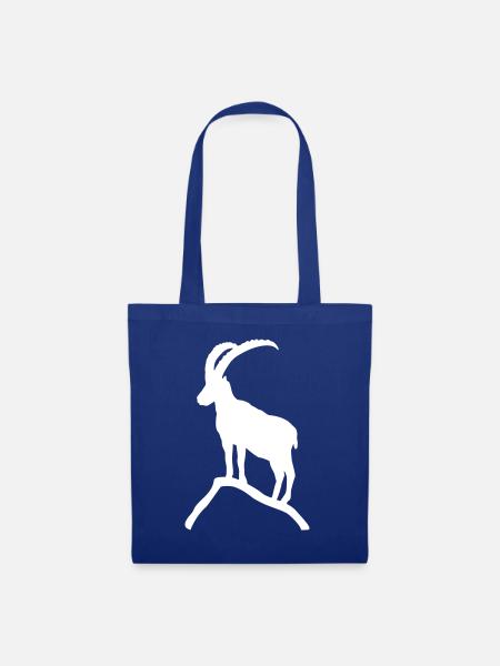 Steinbock auf Berg Felsen - Stoffbeutel - Royalblau