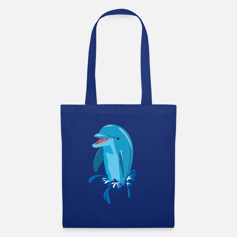 Delphin blau lachend - Stoffbeutel - Royalblau