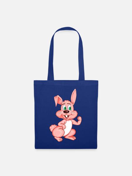 Frecher Rosa Hase - Stoffbeutel - Royalblau