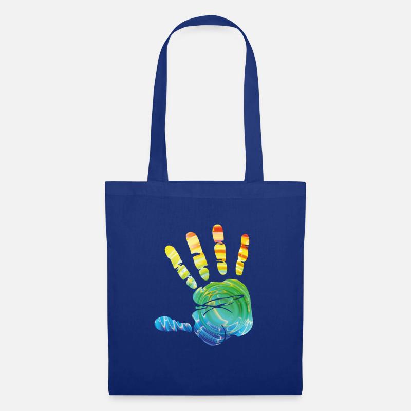 Bunte Hand - Stoffbeutel - Royalblau