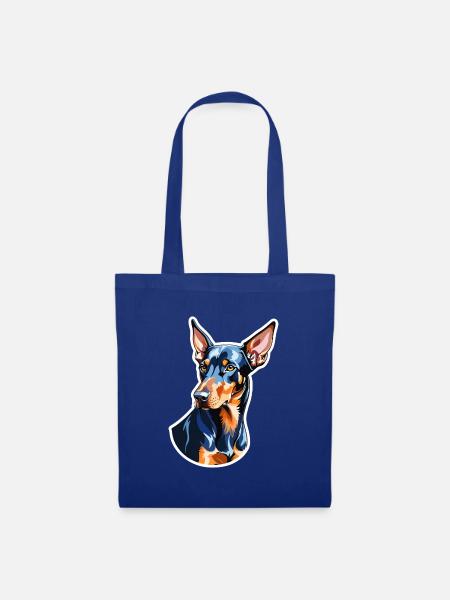 Dobermann Wasserfarben - Stoffbeutel - Royalblau
